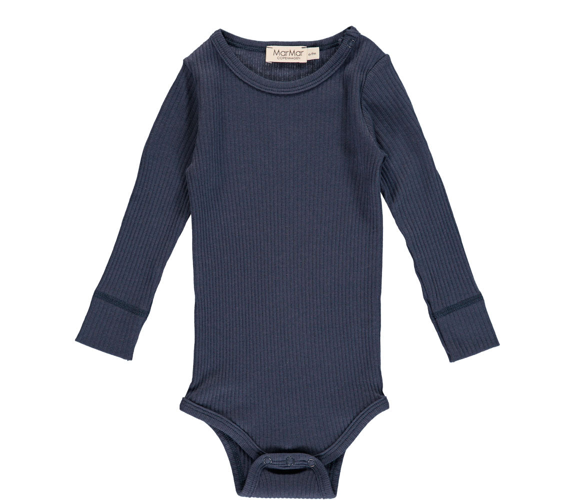 Marmar - Gerippter Langarmbody 'Plain Body LS - Blue'