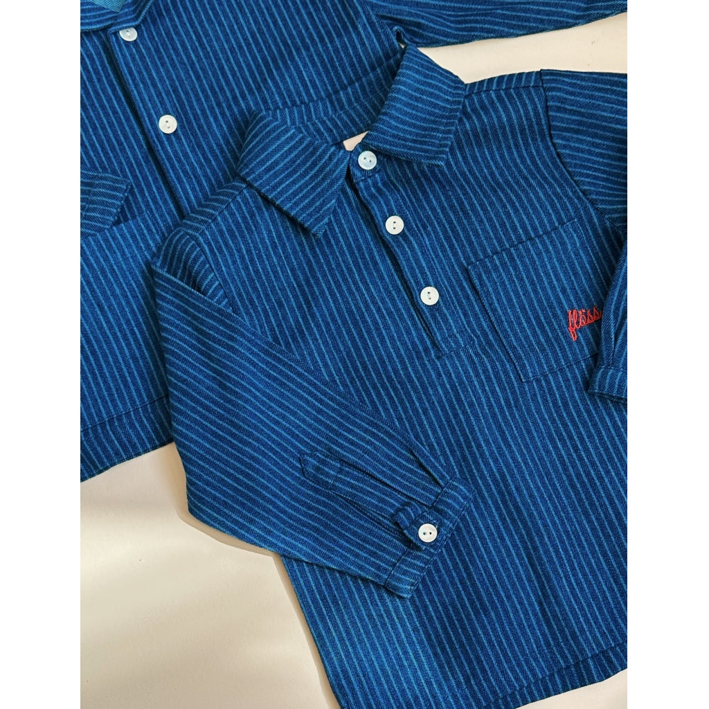 Flöss - Hemd mit Streifen 'Willy LS shirt - Indigo Stripe'