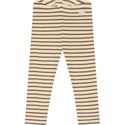 Petit Piao - Leggings mit Streifen 'Legging Modal Striped - brown/dark off white'