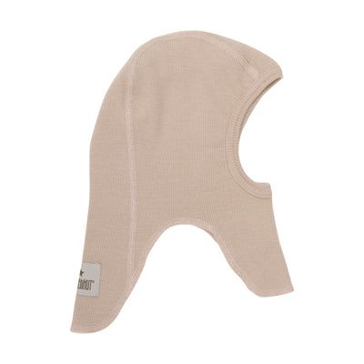 Huttelihut - Schlupfmütze aus Wolle 'Balaclava Wool Rib - Camel Melange'