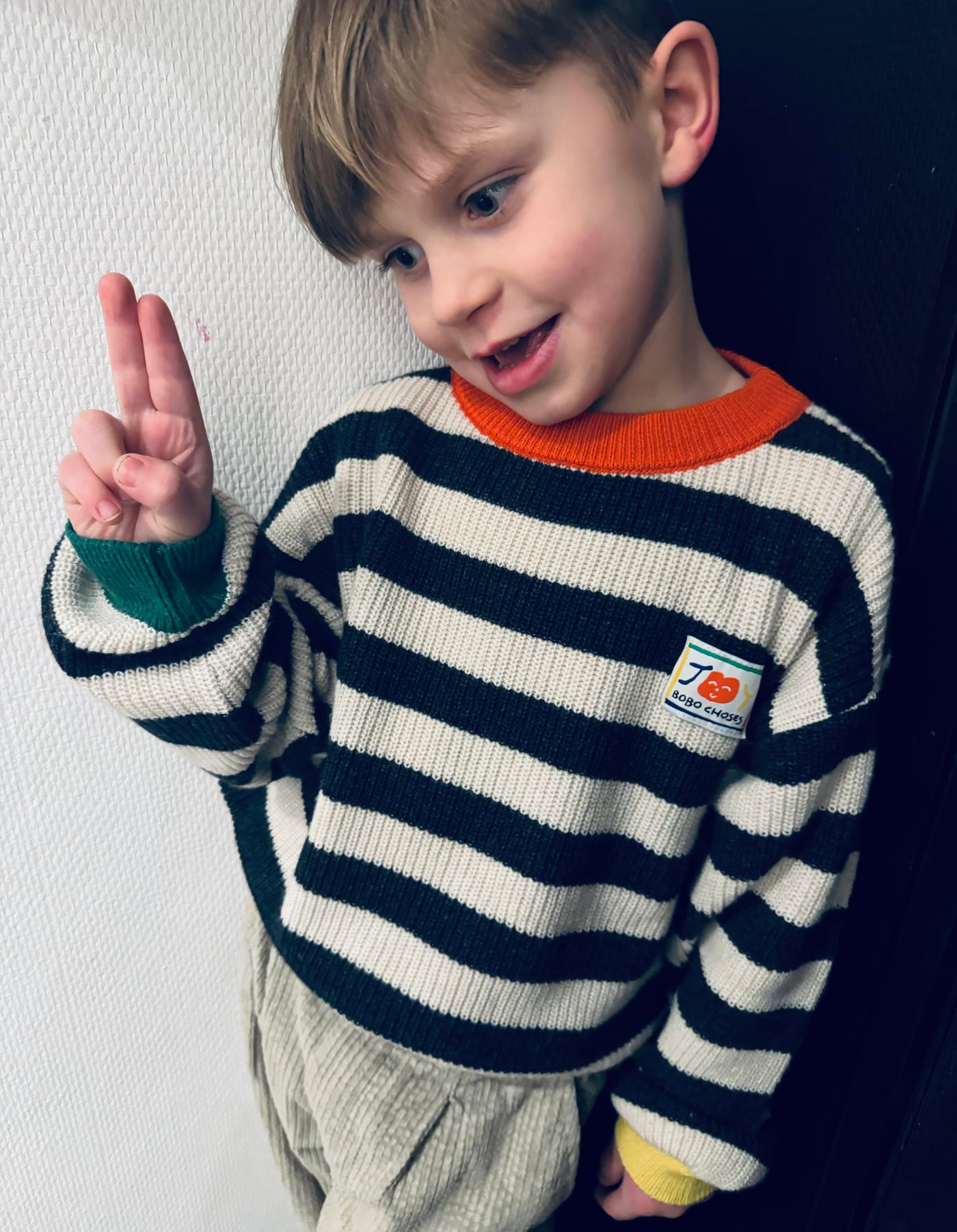 Bobo Choses - Pullover mit Streifen 'Smiling stripes jumper'