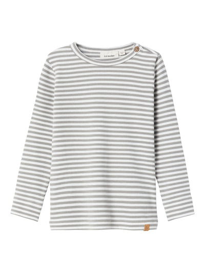 Lil Atelier - Langarm Shirt mit Streifen 'NMMGAGO KRE LS SLIM TOP LIL NOOS - Limestone'