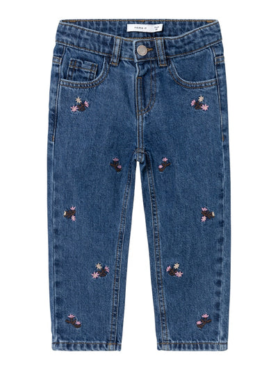 Name it - Jeans mit Blumen 'NMFBELLA SHAPED JEANS 8614-BE O - Dark Blue Denim'