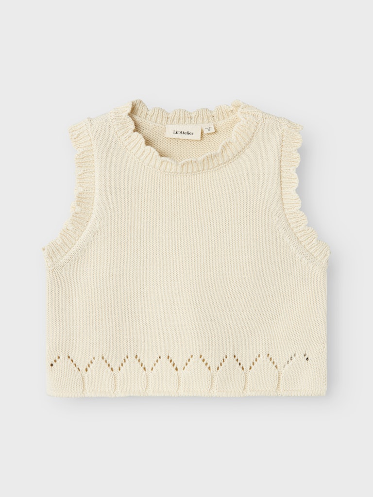 Lil Atelier - Weste mit Strickmuster 'NMFRAMLA LOOSE SHORT KNIT VEST LIL - Turtledove'