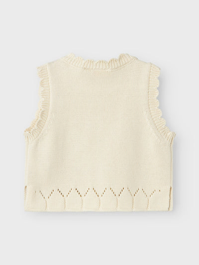 Lil Atelier - Weste mit Strickmuster 'NMFRAMLA LOOSE SHORT KNIT VEST LIL - Turtledove'