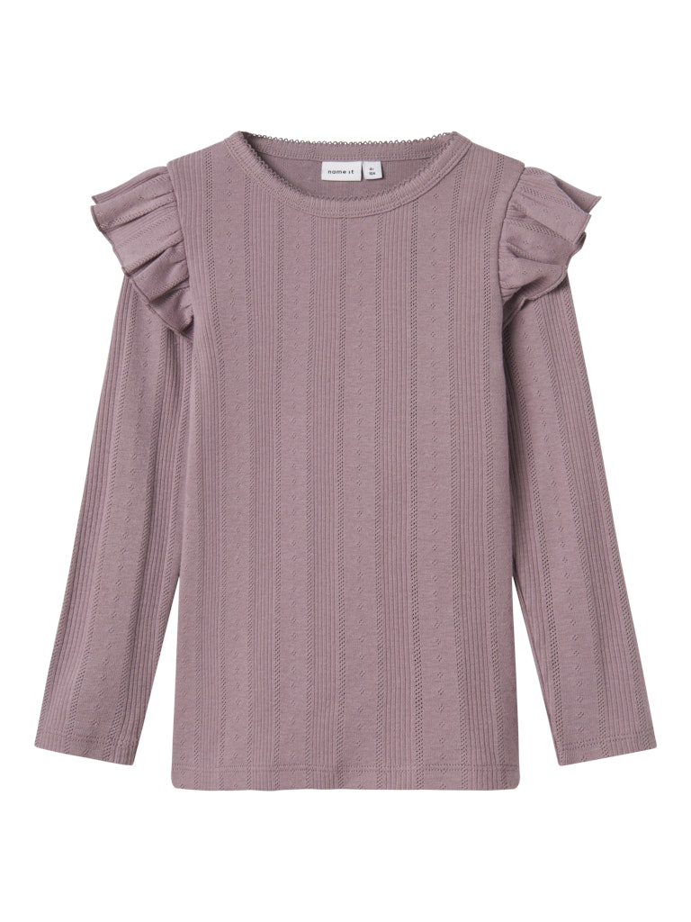 Name it - Bluse mit Rüschen 'NMFJULIA LS SLIM TOP NOOS - Elderberry'