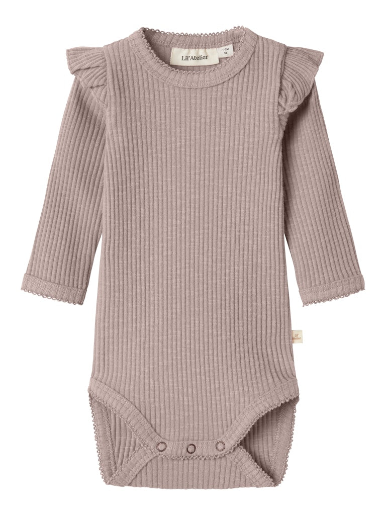 Lil Atelier - Langarmbody 'NBFRAJA SAO LS SLIM BODY LIL - Shadow Gray'