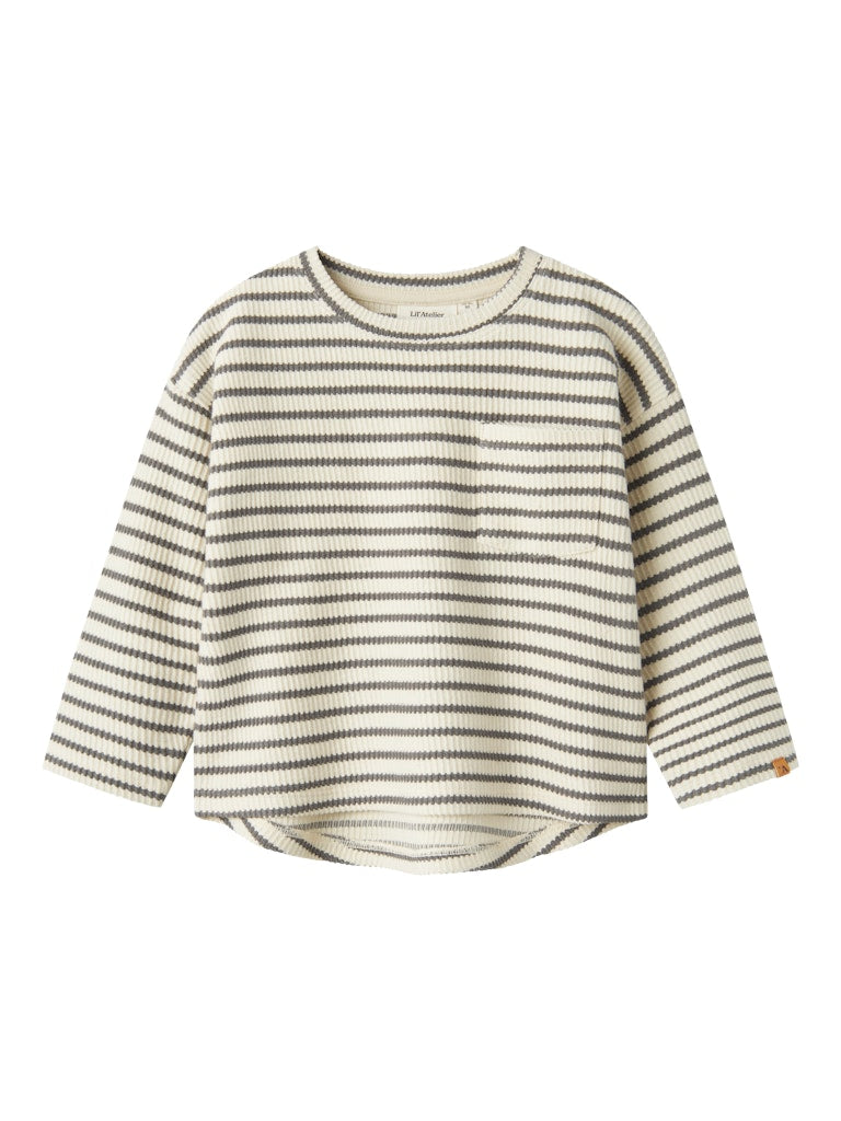 Lil Atelier - Langarmshirt mit Streifen 'NMMTADEO LS RLX TOP LIL - Turtledove PEWTER'