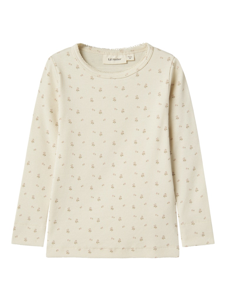 Lil Atelier - Langarmshirt mit Blumen 'NMFGAGO LS SLIM TOP LIL NOOS - Turtledove FLOWER'