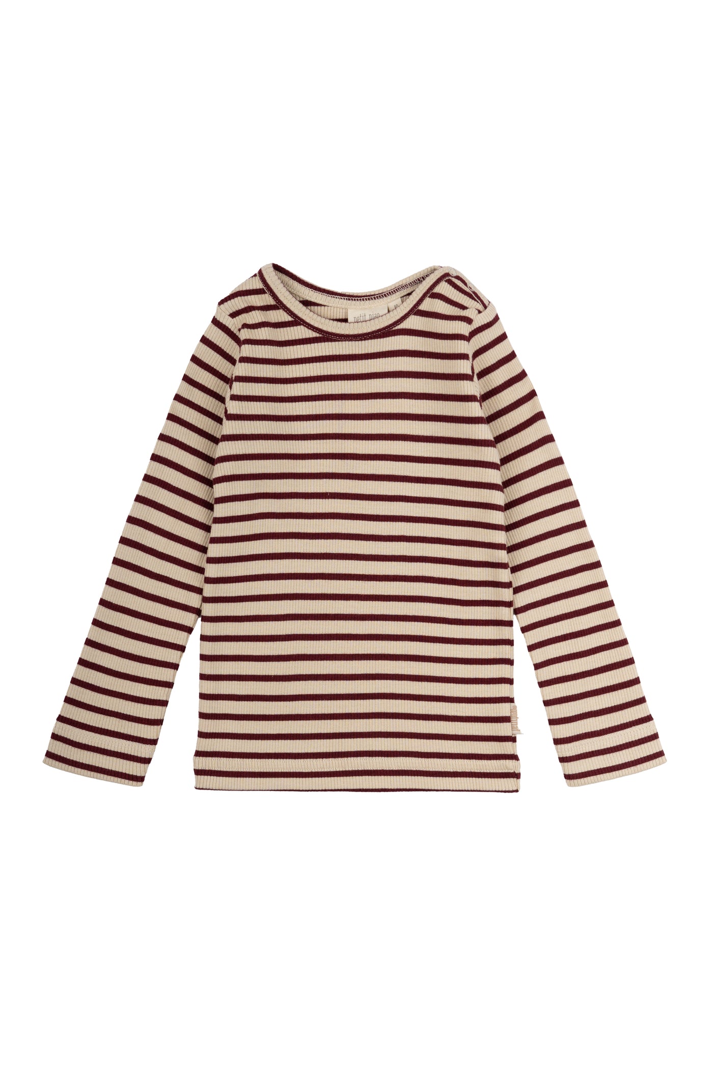 Petit Piao - Langarmshirt mit Streifen 'T-shirt L/S Modal Striped - Dark cherry/dark off white'