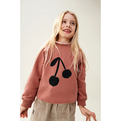 Liewood - Sweatshirt mit Kirsche 'Aude Placement Sweatshirt - Cherry / Dark rosetta'