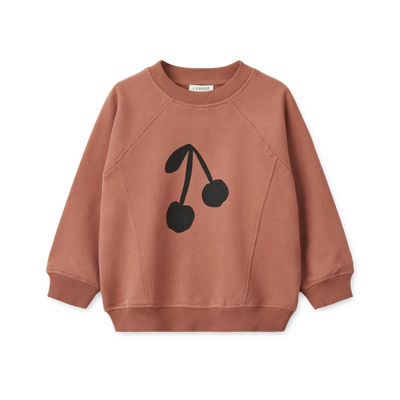 Liewood - Sweatshirt mit Kirsche 'Aude Placement Sweatshirt - Cherry / Dark rosetta'