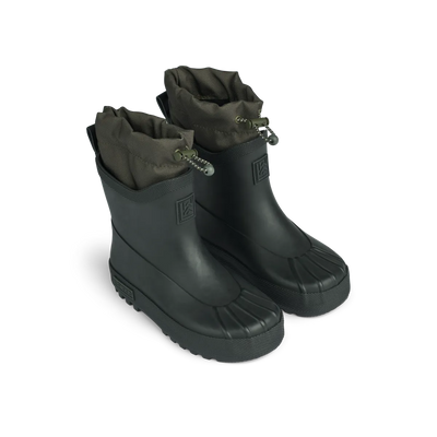 Liewood - Gummistiefel mit Wolleeinlage 'Isaac Technical Rainboot - Black / Army brown'