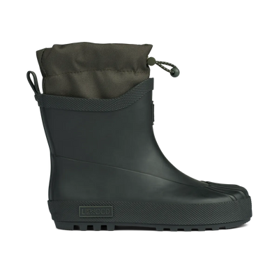 Liewood - Gummistiefel mit Wolleeinlage 'Isaac Technical Rainboot - Black / Army brown'