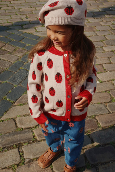 Konges Slojd - Strickjacke aus Wolle Marienkäfer 'BELOU KNIT CARDIGAN - LADYBUG'