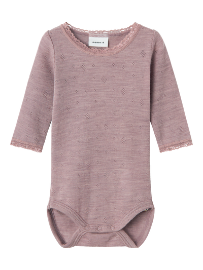 Name it - Langarmbody aus Wolle 'NBFWANG WOOL NEEDLE LS BODY SOLID NOOS - Purple Dove'