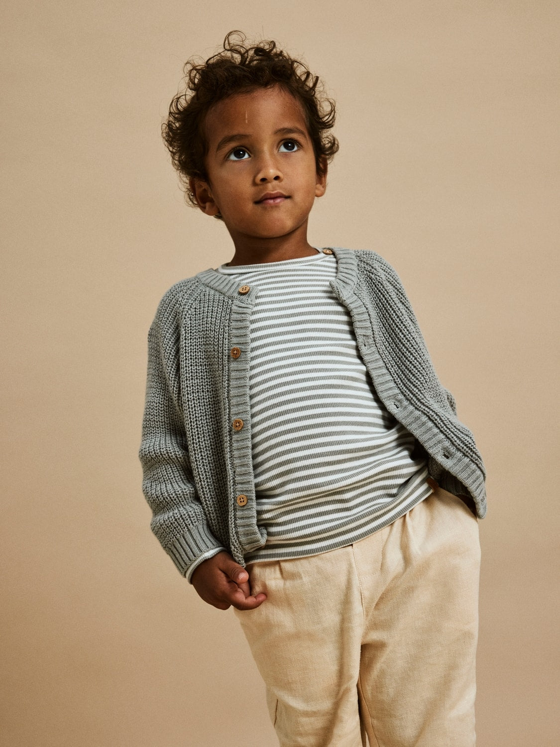 Lil Atelier - Langarm Shirt mit Streifen 'NMMGAGO KRE LS SLIM TOP LIL NOOS - Limestone'