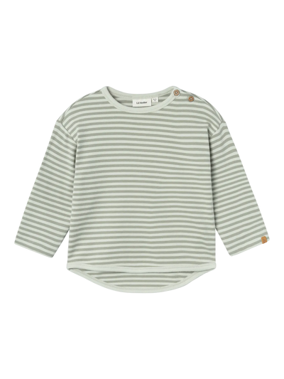 Lil Atelier - Langarmshirt mit Streifen 'NMMGEO ALK LS RLX TOP LIL - Green Tint'