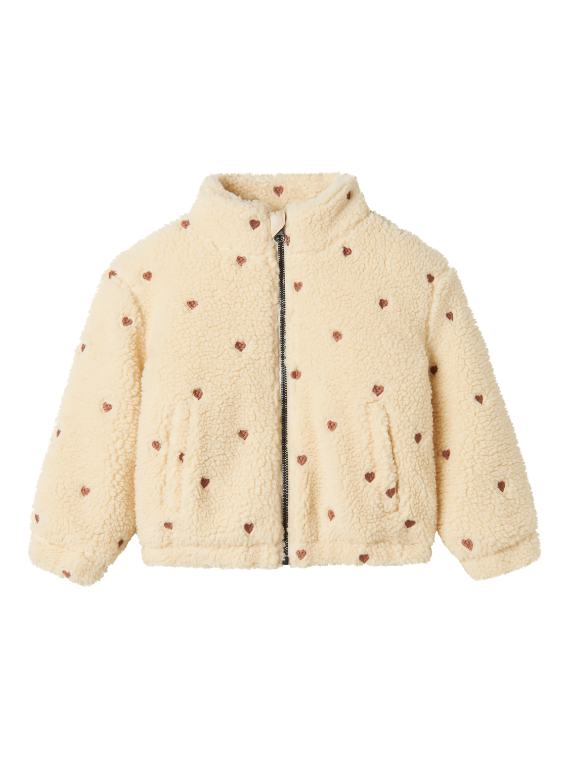 Lil Atelier - Jacke mit Herzen 'NMFNALO SHERPA LOOSE JACKET LIL - Sandshell'