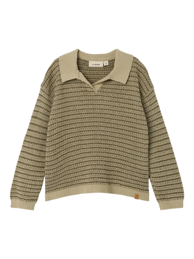 Lil Atelier - Pullover 'NMMBARKER LS KNIT POLO LIL - Moss Gray'