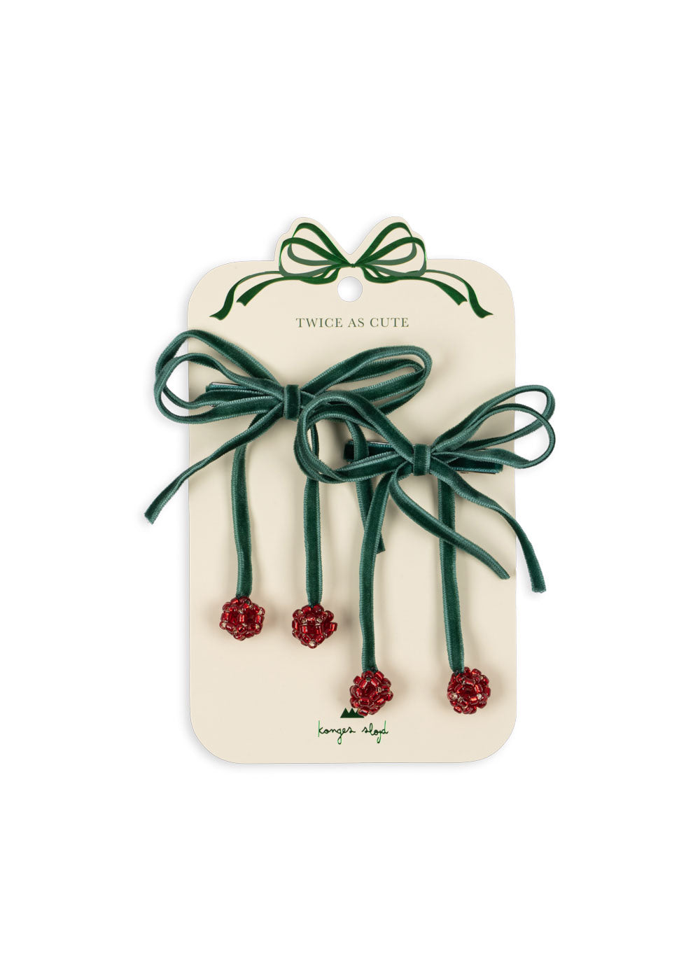 Konges Slojd - Haarspangen mit Kirschen '2 PACK CHERRY BOW HAIR CLIPS - SMOKE PINE'