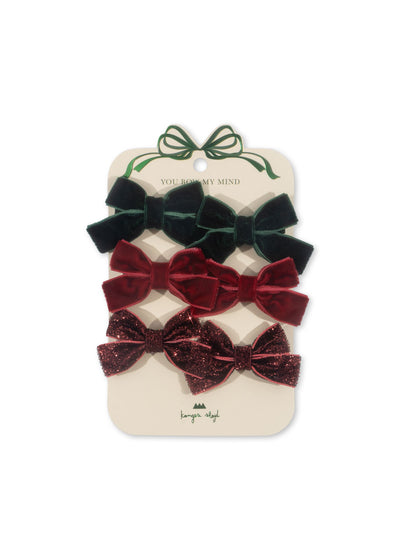 Konges Slojd - Haarspangen mit Schleifen '6 PACK MICKI BOW HAIR CLIPS - RED/GLITTER/GREEN'