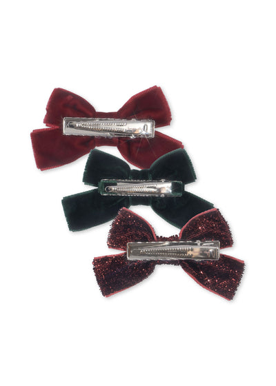 Konges Slojd - Haarspangen mit Schleifen '6 PACK MICKI BOW HAIR CLIPS - RED/GLITTER/GREEN'