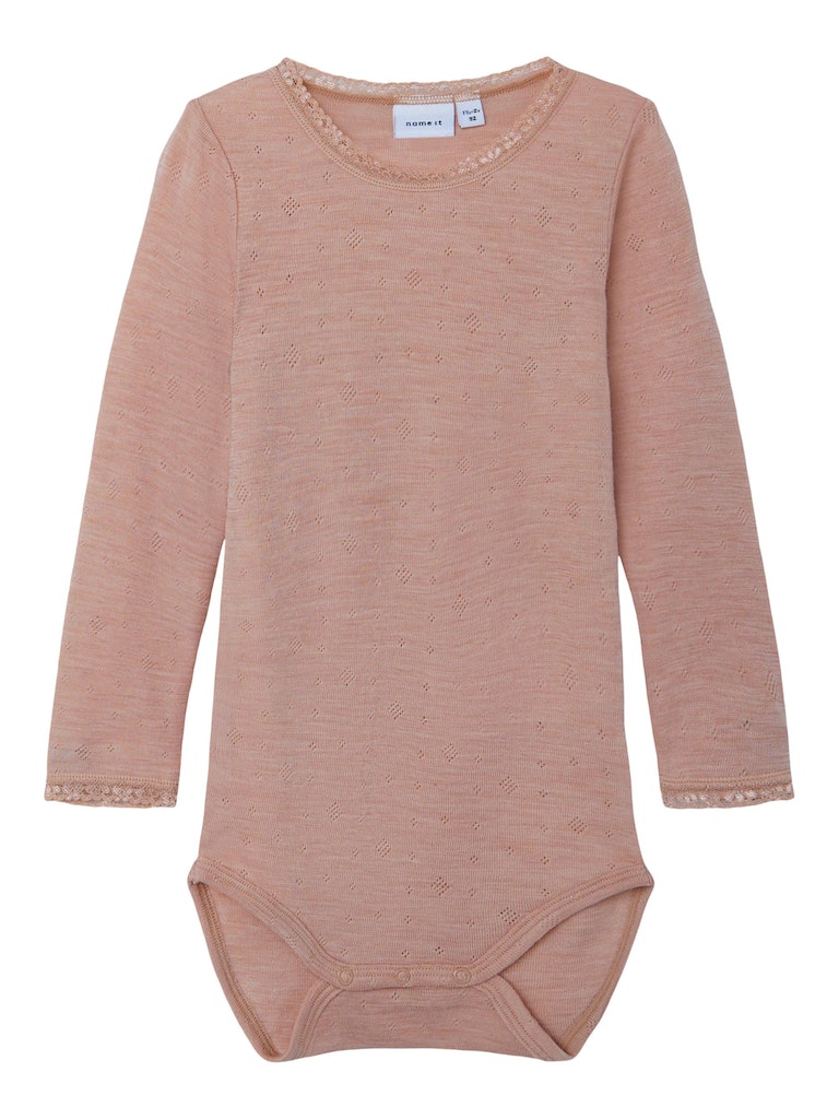 Name it - Langarmbody ' NMFWANG WOOL NEEDLE LS BODY - Roebuck'